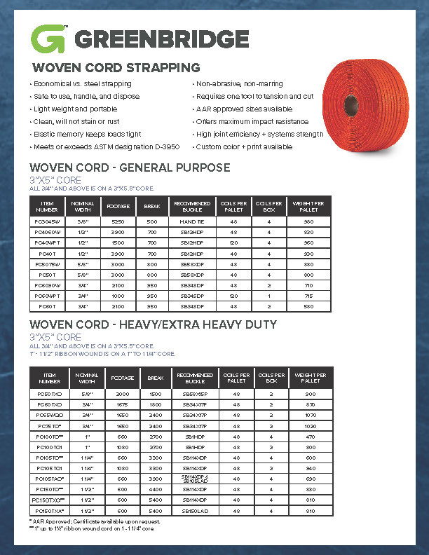 Woven Cord Strapping Heavy Duty - Greenbridge